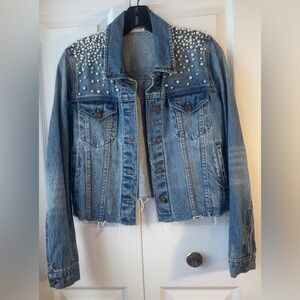 Embellished Pearl Denim Jacket